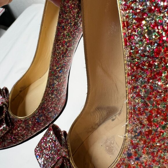 Kate Spade Krysta Bow Glitter Pumps Sparkle Heels Multicolor 8.5 - Picture 5 of 13